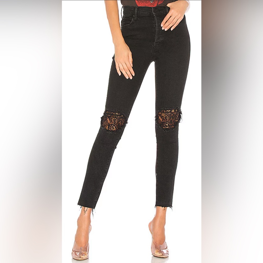 Mother Jeans The Super Stunner Ankle Fray Baa Baa Black Sheep